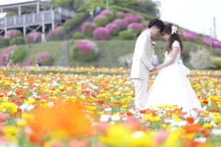 たくさんのお花と！