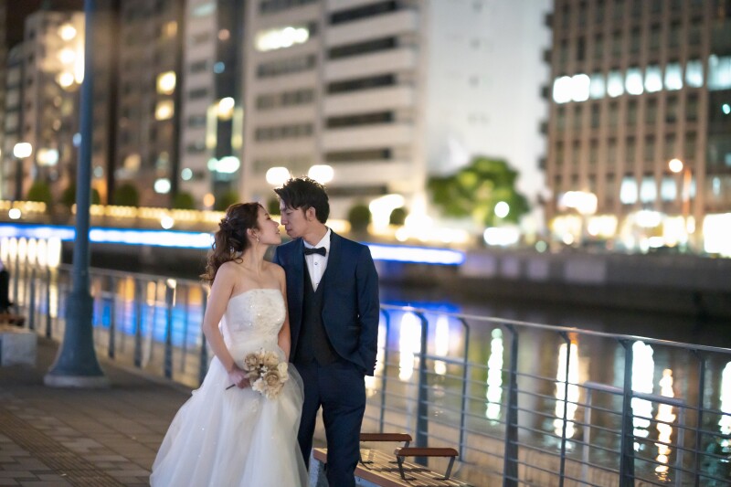 【100カットデータを3日で納品】2/15まで Urban Glowナイトロケーションプラン☆ドレス1着で中之島公園ナイトロケ