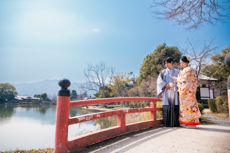 大覚寺の庭園にて