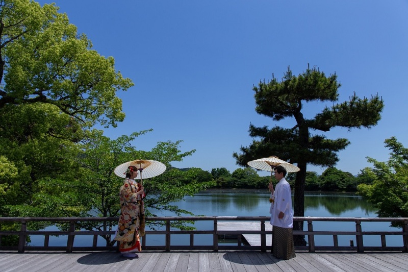 大覚寺のお庭で