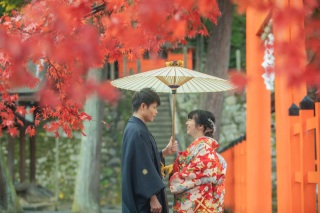 紅葉の吉田神社にて