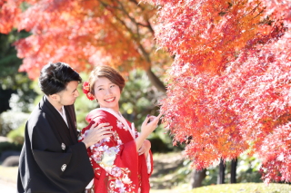 【紅葉ロケ】美しい日本庭園で秋のロケフォト★和装ロケ１着プラン：データ150カット付き≪９月までに申込完了でさらに5千円オフ≫