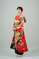 振袖　赤色の古典柄