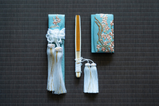 筥迫・懐剣　水色豪華刺繍