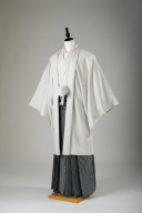 白地にドット柄＆縞の袴