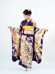 振袖　紫古典柄　品番：K-16