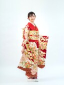 振袖　京友禅赤色　品番：yoshi2012-5