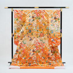 色打掛９６番（格天井柄・オレンジ系）