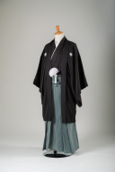 鳶色の紋付＆正絹の袴（ブルーグレー）