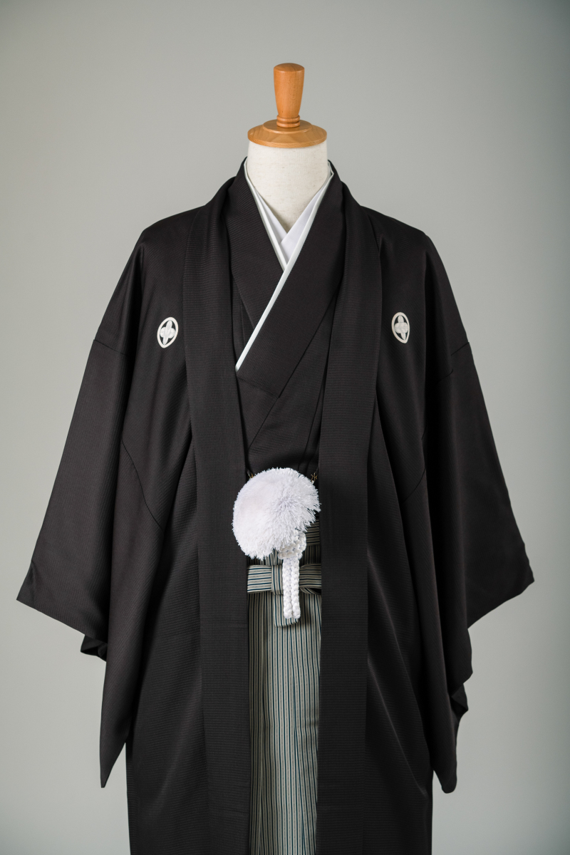 鳶色の紋付＆正絹の袴（古代扇仙台平）