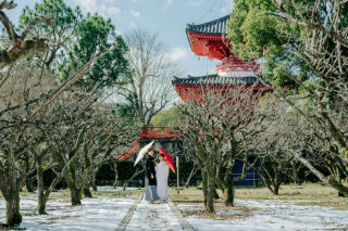 雪積もる大覚寺