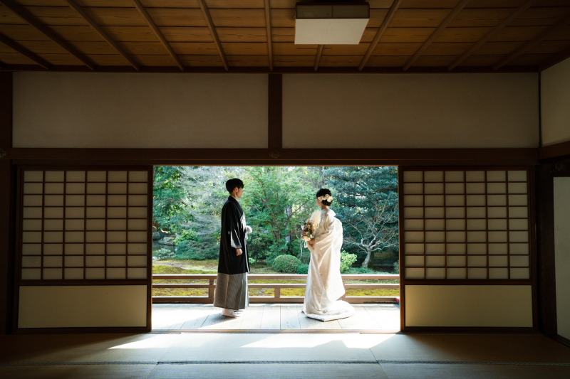 冬のお寺で撮影