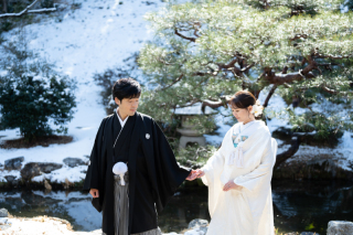 雪の萬福寺さんで白無垢