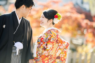 紅葉と和装前撮り