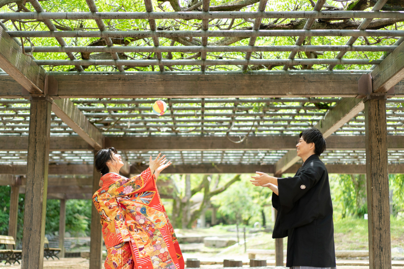 ワンちゃんも参加の和装ロケ