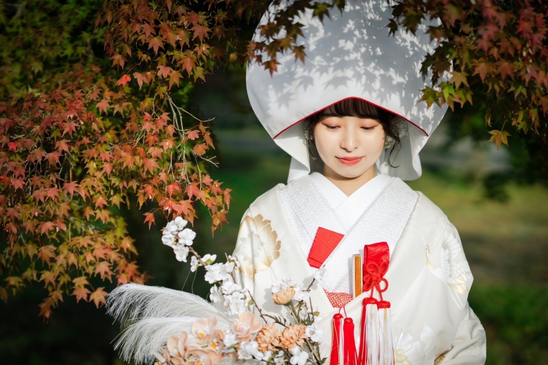 白無垢に綿帽子