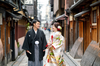 京都の街並みで