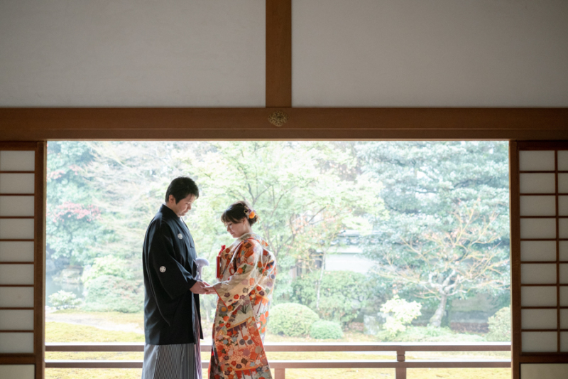 冬のお寺で前撮り