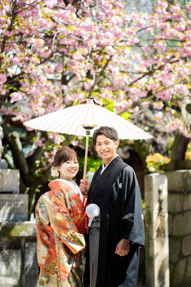 駐車場の八重桜