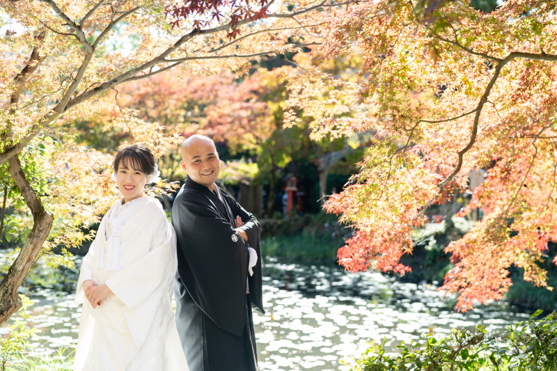 秋の神社で白無垢撮影とスタジオ撮影