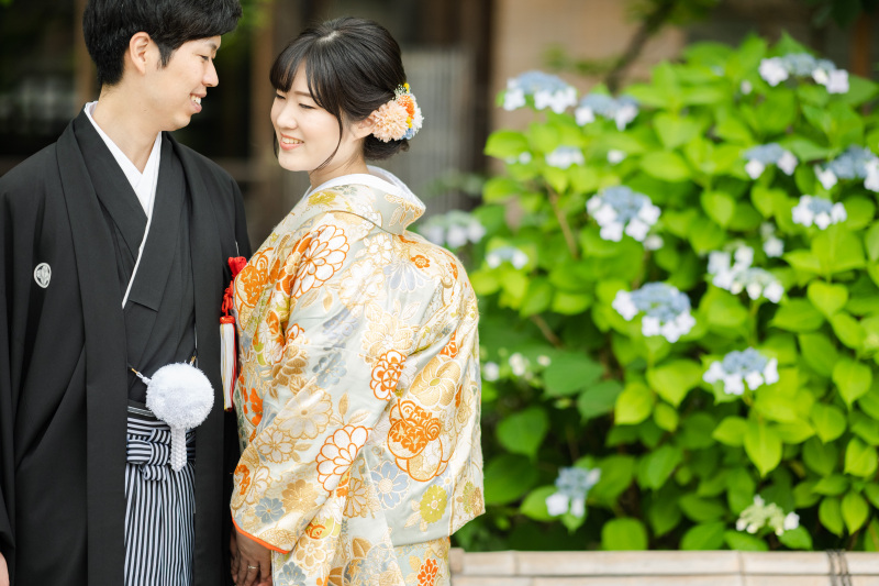 紫陽花のある撮影