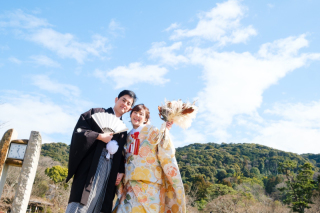 真冬の公園で前撮り