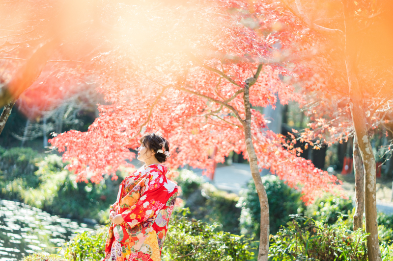 紅葉と新婦様