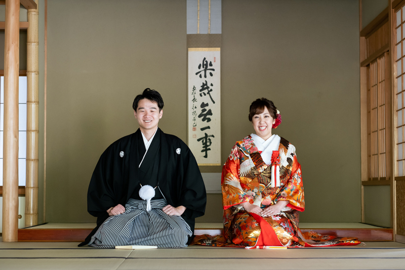 竹林で前撮りを