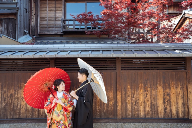 京都らしい場所と神社で2着撮影
