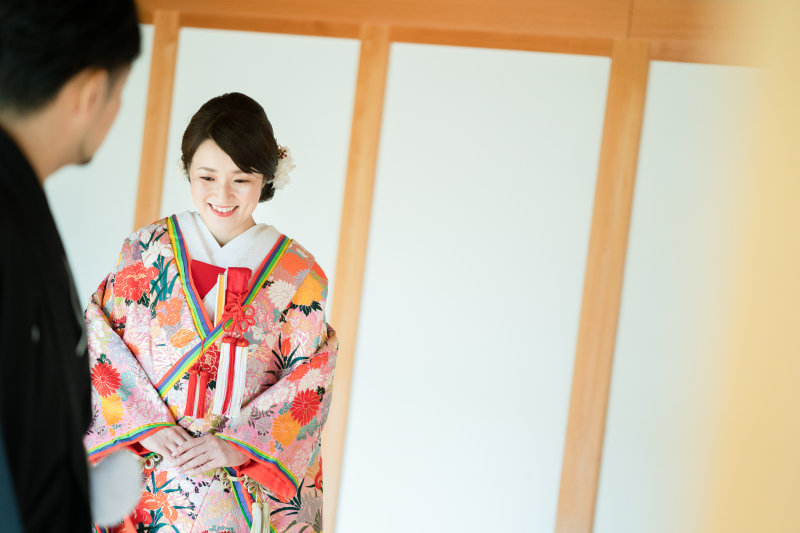 ピンク色ベースの色打掛