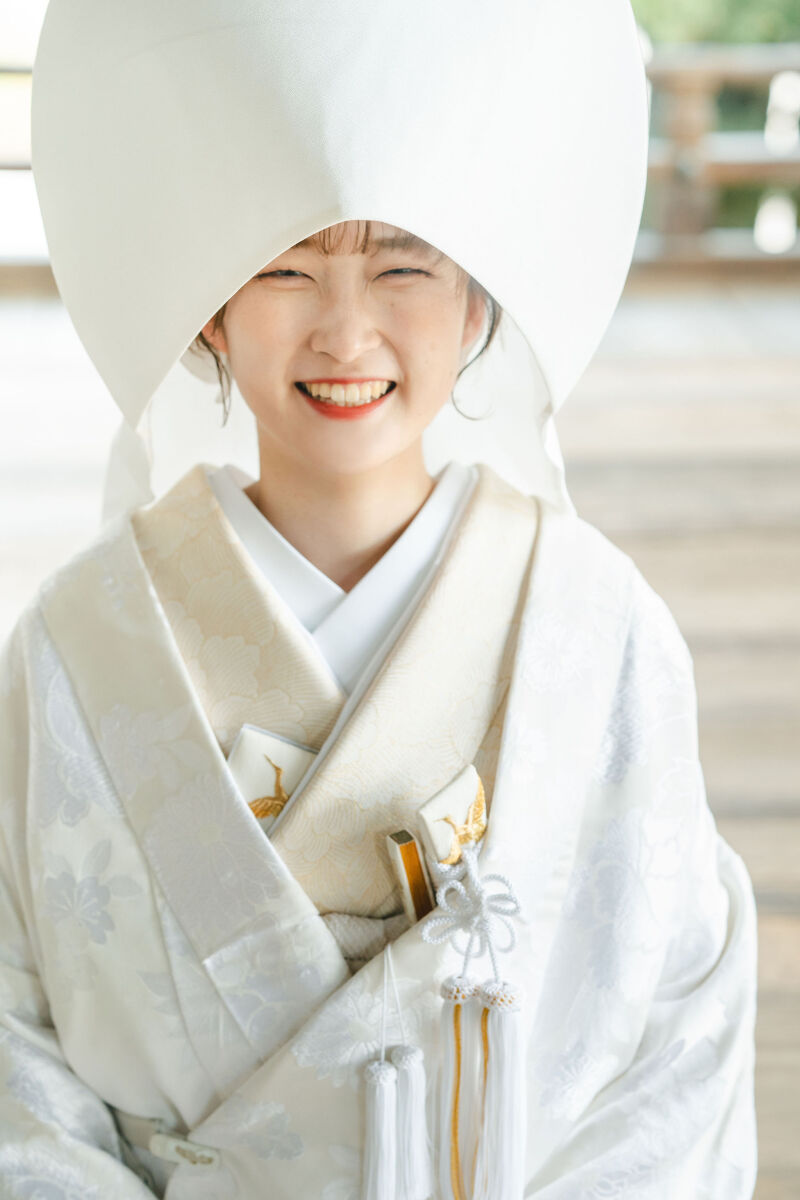 綿帽子をかぶって