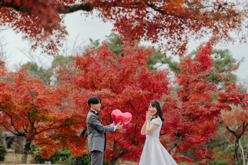 お寺で和装＆公園で洋装