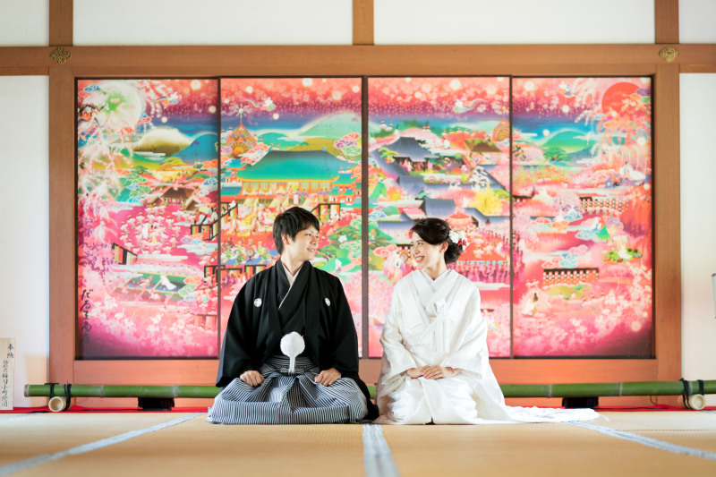 境内で正座撮影