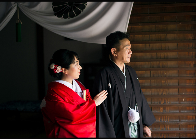 色打掛に羽織かえ