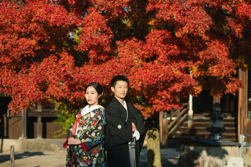 紅葉の京都「妙顕寺」で和装前撮り