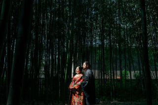 大覚寺で白無垢と色打掛