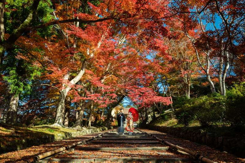 紅葉の毘沙門堂前撮りと洋装撮影