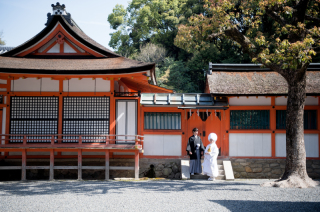 神社での前撮りは神聖なふんいき