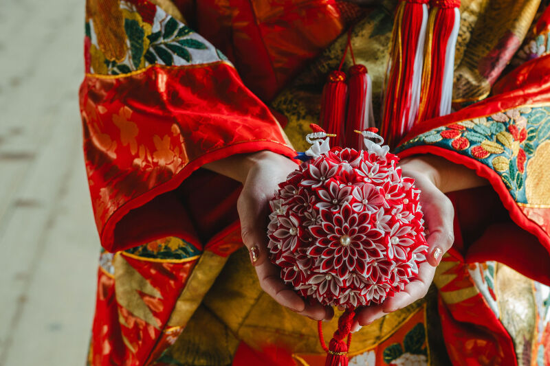 手作りのボールブーケ