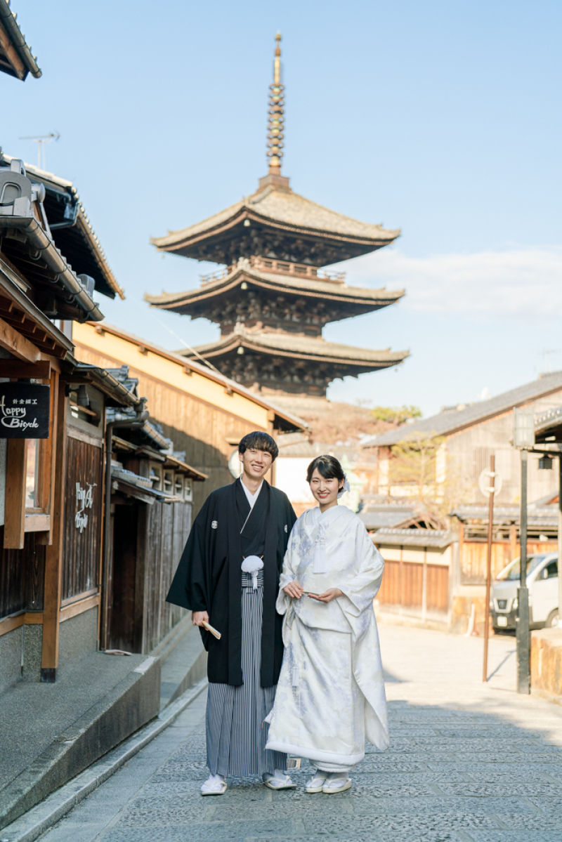 定番の塔を背景に