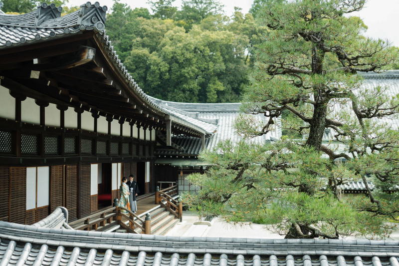 朝はお寺で撮影