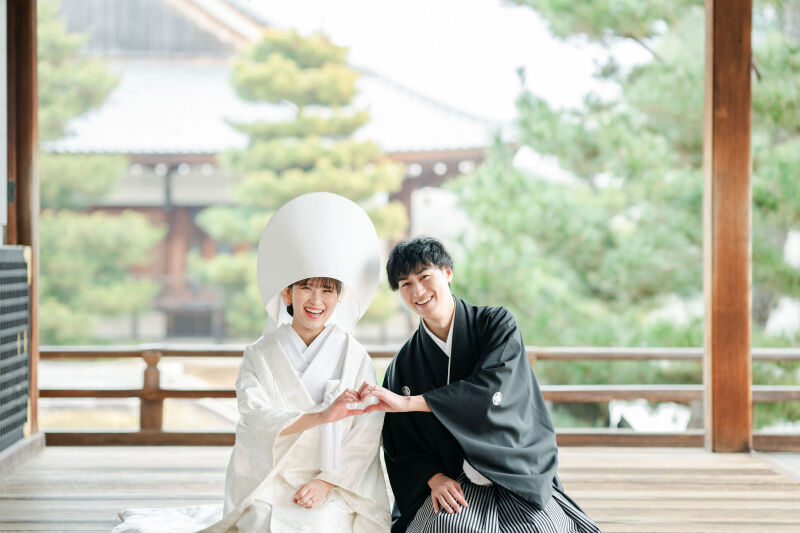 広い廊下で、ハート