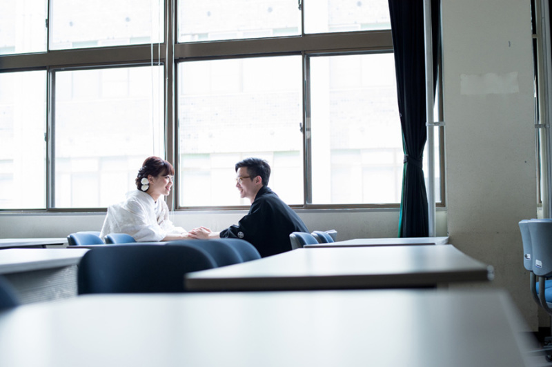 母校で和装撮影