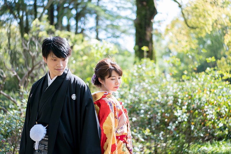 和装も似合う京都の森での撮影