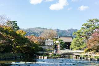こだわりの庭園で、ロケーション撮影