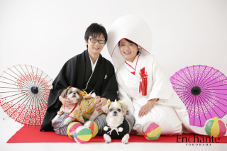 和装2着わんちゃんと一緒に和装前撮り撮影