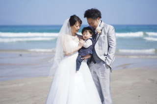 海でお子様とロケーション