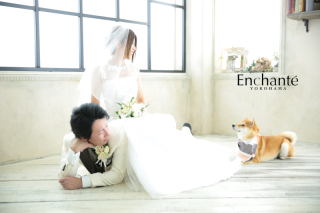 わんちゃんと3人でフォトウェディング