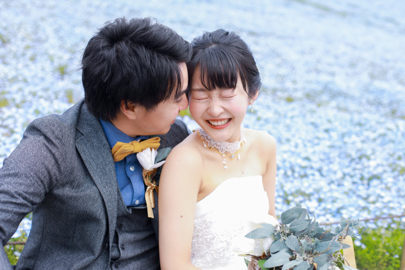 持込ドレス撮影で【ネモフィラ＆菜の花】