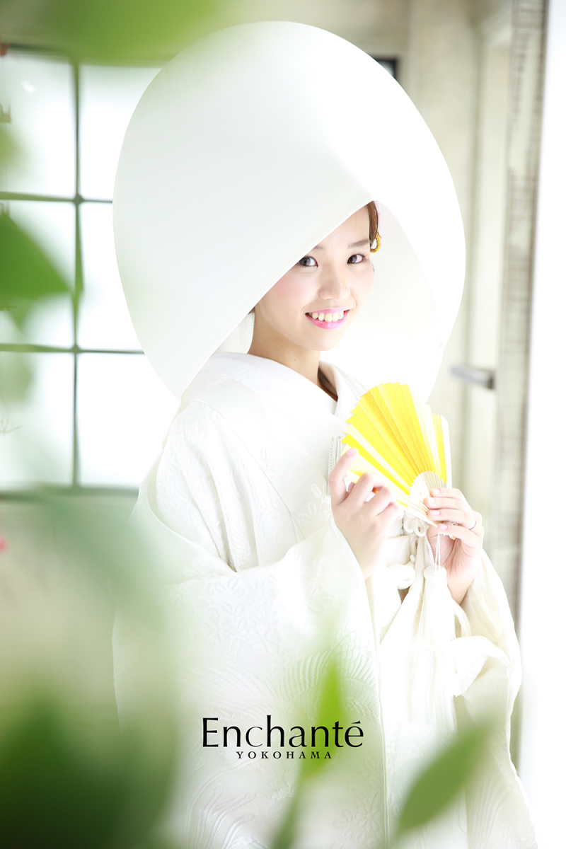 洋髪＋白無垢＋綿帽子。